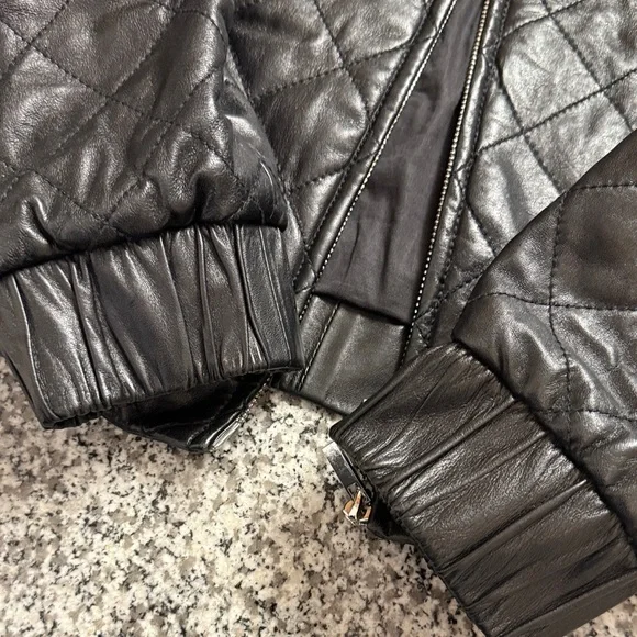 Black Quilted Leather Jacket - Picture 3 of 8